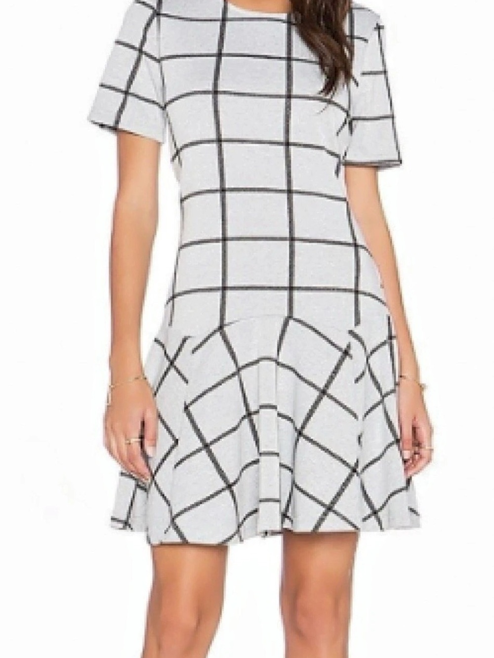 Bishop + Young Women's Checkered Mini Dress in Gray & Black